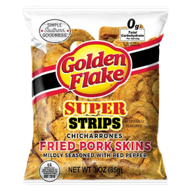 Golden Flake - Chicharrones - Super Strips - Fried Pork Skins With Red Pepper