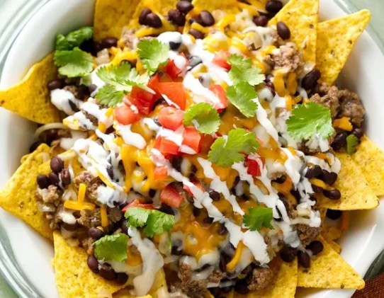 Beef, Bean and Cheese Nachos