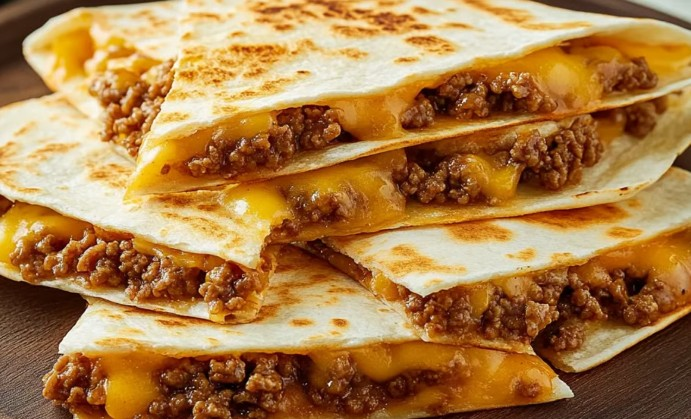 21-D. Two Ground Beef and Cheese Quesadillas