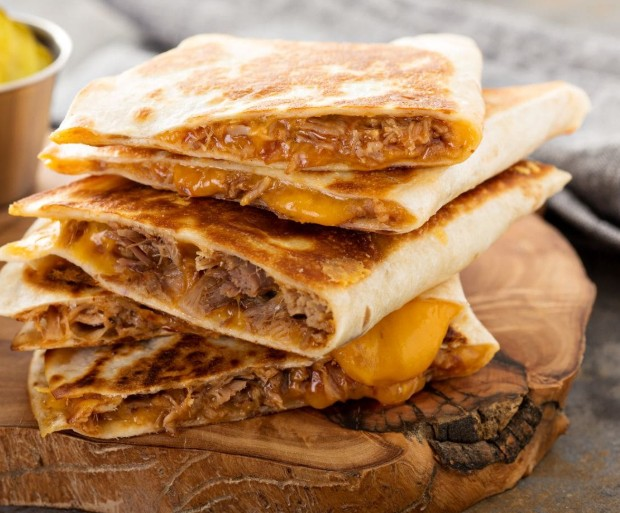 21-E. Two Shredded Beef and Cheese Quesadillas